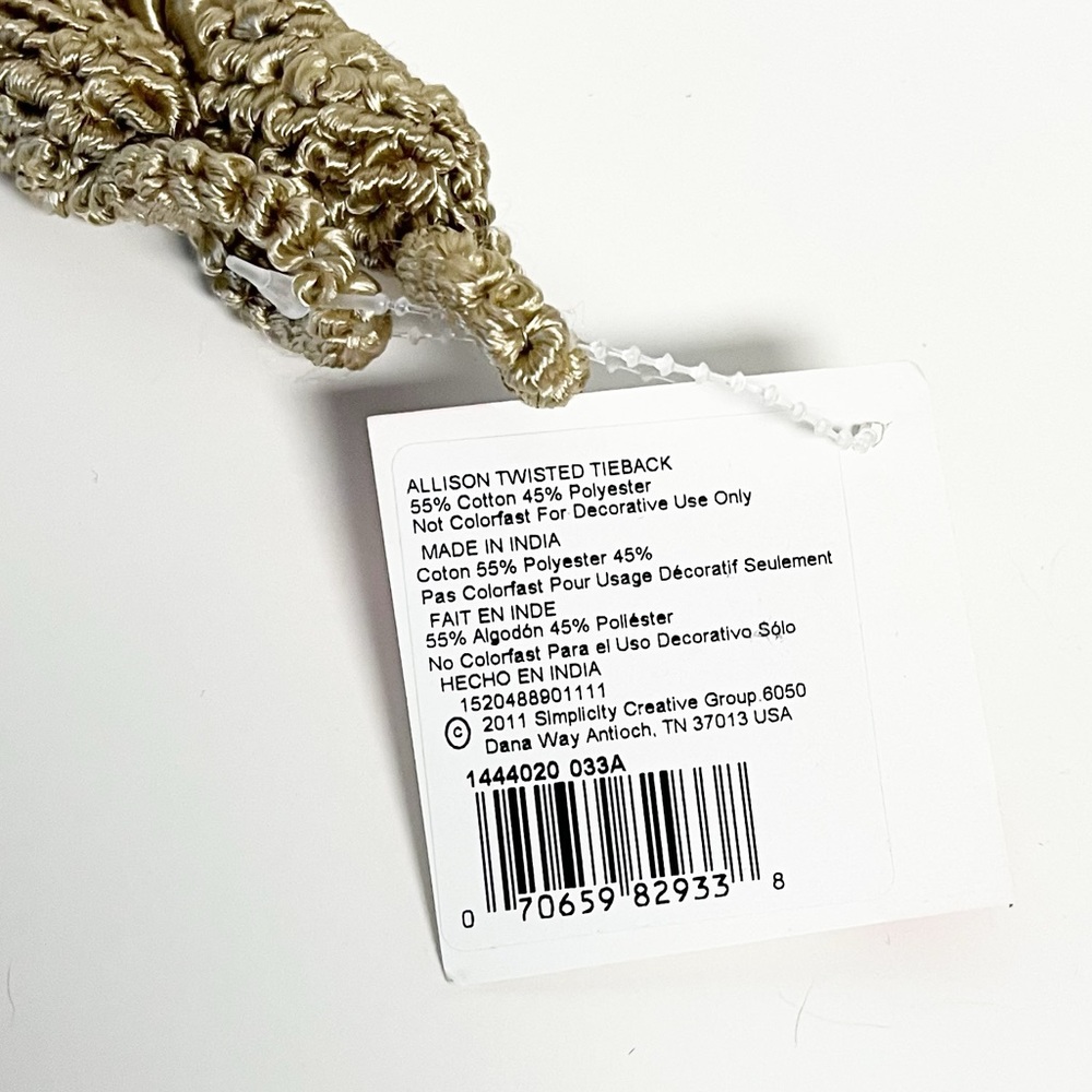 Simplicity Gold Rope Curtain Holdbacks - Picture 2 of 4